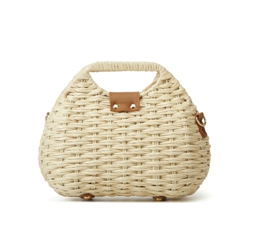 Women Straw Shoulder Handbag Natural Summer Beach Tote Bag Soft Bell Purse Straw Hobo Crossbody Bag 2026 - color: Beige