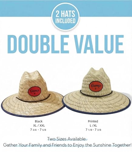 2 Pack Unisex Lifeguard Hat with Wide Brim-Lightweight & Breathable Beach Hat for Sun Protection,Straw Sun Hat for Gardening - color: Black/Patriotic