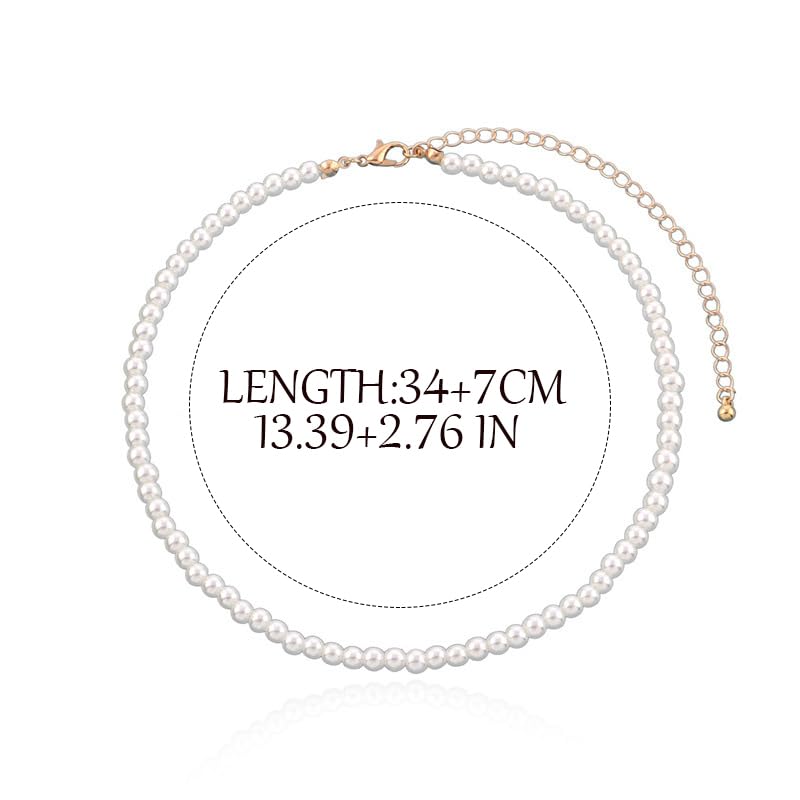 Boho Pearl Choker Necklace White Pearl Necklaces Prom Neck Chains for Women