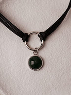 Sacina O Ring Crystal Choker, Black Choker, Boho Hippie Necklace, Gothic Necklace, Christmas Jewelry Gift for Women - color: green