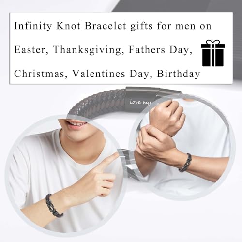 Infinity Knot Bracelet Leather Bracelet Gifts for Son Grandson Nephew Brother Dad Husband Uncle Grandpa Boyfriend, Easter Graduation Christmas Valentines Fathers Day Birthday Gifts for Boys Men Him - style: Uncle