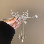 1 Pc Butterfly Hair sticks for buns,Hair pins for women,Buns and Updos with No Hair Damage,Metal French Pin Great Hold,Suitable for fine & thick hair(silver) US377 (silver) - color: silver