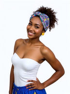 1 Pack Boho Headbands Stretch Paisley Print Bandana Headband Criss Cross Hair Bands Knotted Head Wrap Yoga Daily for Women and Girls (Blue Pattern) - color: Blue Pattern