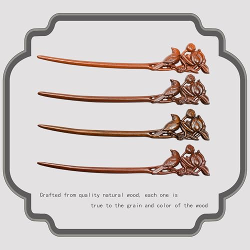 Traditional Chinese hair sticks, retro wooden hair pins, used for long hair accessories buns, Hanfu Dressing Accessories（Summer’s Rest:Lotus Whisper） - color: Summer’s Rest:Lotus Whisper