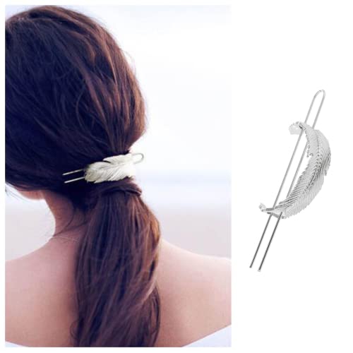 Vintage Hair Bun Cuff Leaf Bun Holder Cage Silver Hair Slide Pin Metal Hair Stick Bun Holder Cage Alloy Hair Fork Clip Decorative Hair Accessories for Women and Girls (Silver)