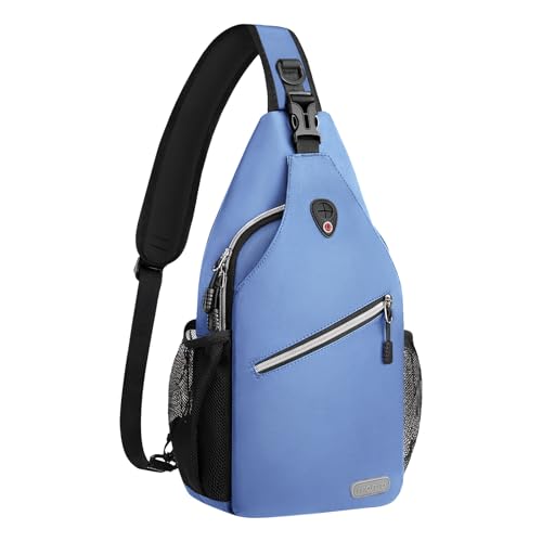 MOSISO Sling Backpack, Multipurpose Crossbody Shoulder Bag Travel Hiking Daypack - color: Airy Blue