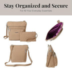 Baggallini Pocket Crossbody Bags for Women 8x8 Small Lightweight Durable Water-resistant Travel Purse W/Rfid - color: Beach