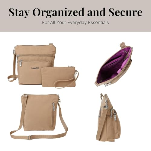 Baggallini Pocket Crossbody Bags for Women 8x8 Small Lightweight Durable Water-resistant Travel Purse W/Rfid - color: Beach