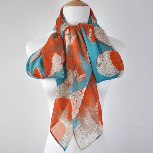 Lightweight Boho Scarf for Women Spring Summer Floral Printed Scarves Fashion Shawl Wrap - color: F01