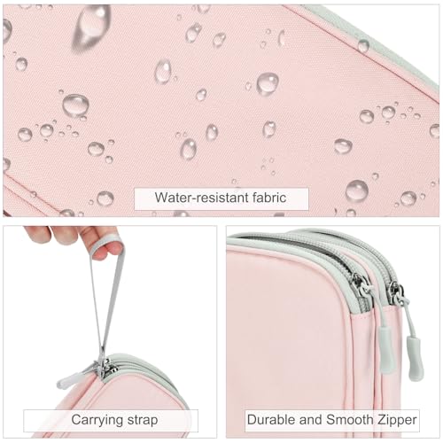 FYY Electronic Organizer, Travel Cable Organizer Bag Pouch Electronic Accessories Carry Case Portable Waterproof Double Layers All-in-One Storage Bag for Cable, Cord, Phone, Earphone-Light Pink - color: Light Pink, style: Small