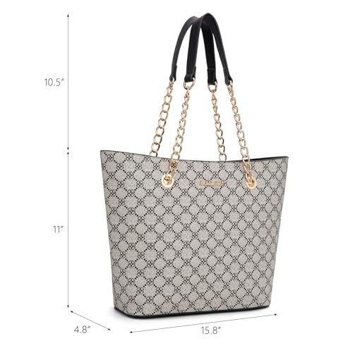 Montana West Tote Bag for Women Chain Top-handle Handbags - color: Black Lucky Clover