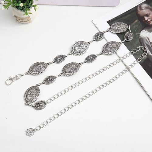 Concho Chain Belt for Women, Premium Body Waist Belly Belt for Concerts, Festivals, Cosplay, Daily Wear - color: Off-White