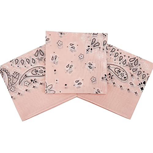 Bandanas for Women and Men，3 Pack Super Soft Thin 60s Preium Cotton 22 inch Handkerchiefs - color: 3 Pack-crystal Rose