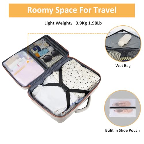 Taygeer Backpack for Women, College Backpack with Laptop Compartment & Shoe Pouch, 40l Travel Laptop Mochila Carry On Luggage, Airline Approved Personal Item Bag for Weekender Gym Hiking, Khaki White - color: Khakiwhite, size: X-Large