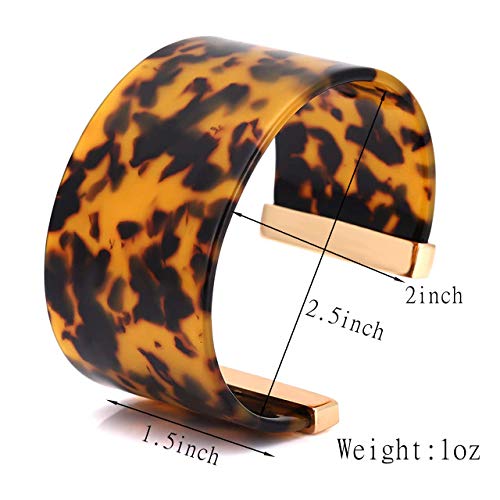 FAERLIIRY Cuff Bracelet for Women Acrylic Resin Bracelets Statement Bangle Bracelet Adjustable Bracelet Wide Chunky Bracelets for Women - color: Tortoiseshell