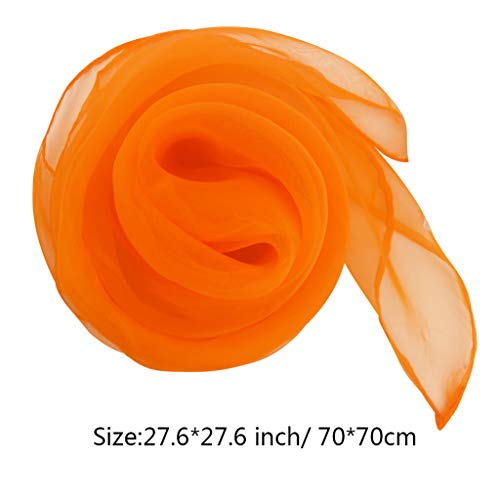 Fengek 9 Pcs Chiffon Scarf, 27.6 Inch Square Solid Color Bandana Handkerchief Ribbon Scarves for Women Girls - color: Multicolor 1