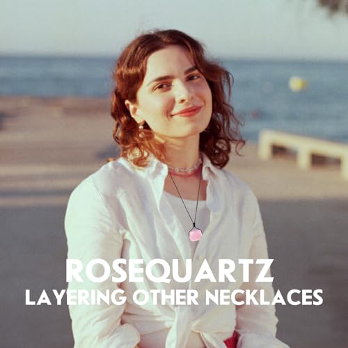 Runyangshi Rose Quartz Natural Healing Crystal Square Pendant Tumbled Polished Stones Necklace Meditation Reiki Energy Amulet Bohemia for Men Women Valentine's Day Gift - color: Rose Quartz