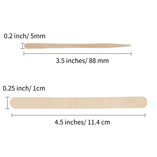 500 Pieces Wooden Wax Sticks Waxing Spatula Applicators Wood Craft Sticks for Body Eyebrow Legs Face Hair Removal (Small and Large)