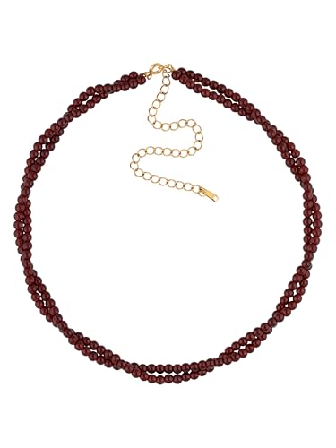 Sacina Beaded Crystal Choker Necklace, Gothic Vintage 1920s Necklace, Christmas Jewelry Gift for Women - color: Red