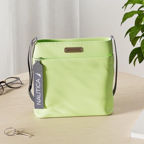 Nautica Diver Nylon Small Women's Crossbody Bag Purse with Adjustable Shoulder Strap - color: Lime