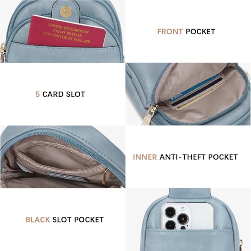 BOSTANTEN Small Sling Bag Crossbody Bags for Women Trendy Crossbody Purse Leather Chest Bag - color: A-denim Blue