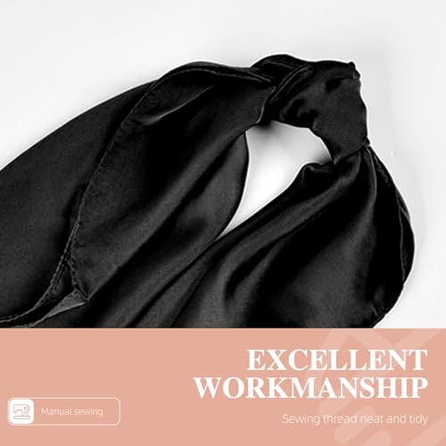 27.5 Inches Silk Head Scarf for Women Satin Hair Scarf Silk Wrap Neck Square Scarves Feeling Scarf Boho Headwear - color: Pure Black