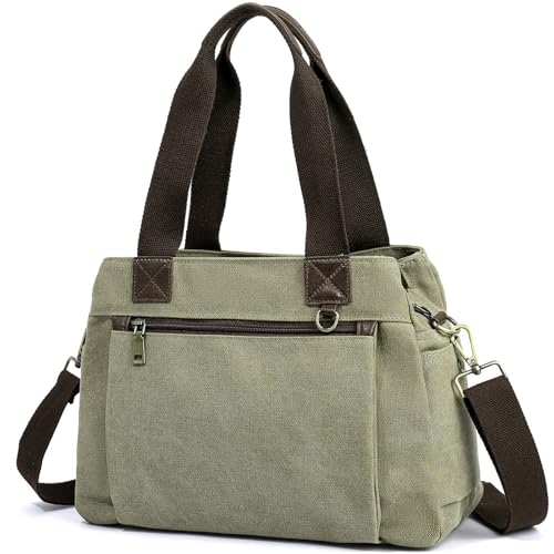 Canvas Hobo Bags for Women Casual Tote Bag Purses and Handbags Multi-Color Striped Crossbody Bags Ladies Top Handle Satchel - color: Wy31-army Green
