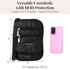 Baggallini Journey Crossbody Bags for Women 9x6 Small Lightweight Travel Handbag W/RFID - color: Black Quilt