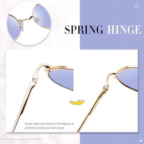 Joopin Retro Small Round Sunglasses Hippie Circle Sun Glasses Polarized UV400 Protection Metal Shades for Men Women - color: Golden Frame Light Purple Lens