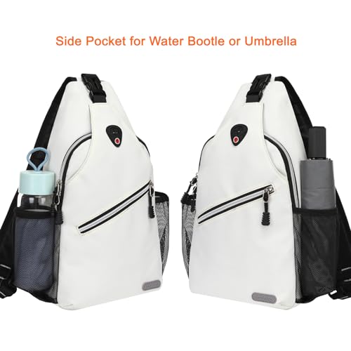 MOSISO Sling Backpack, Multipurpose Crossbody Shoulder Bag Travel Hiking Daypack - color: Ivory White