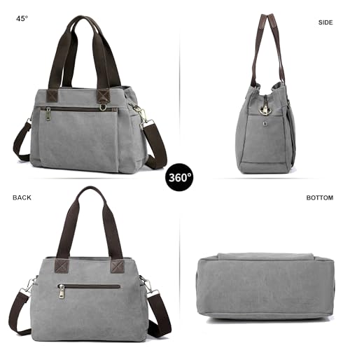 Canvas Hobo Bags for Women Casual Tote Bag Purses and Handbags Multi-Color Striped Crossbody Bags Ladies Top Handle Satchel - color: Wy31-grey