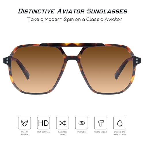 mosanana Oversized Aviator Sunglasses for Women and Men with Polarized Lens MS52243 - color: C7-tortoise