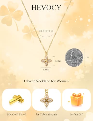 Opal Pendant Necklace for Women - Dainty 14k Gold Plated Jewelry Necklaces, Perfect Valentine's Day/Mother's Day Gift for Her, Mom, Girlfriend, Daughter - color: Pave CZ Clover-GD