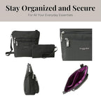 Baggallini Pocket Crossbody Bags for Women 8x8 Small Lightweight Durable Water-resistant Travel Purse W/Rfid - color: Charcoal