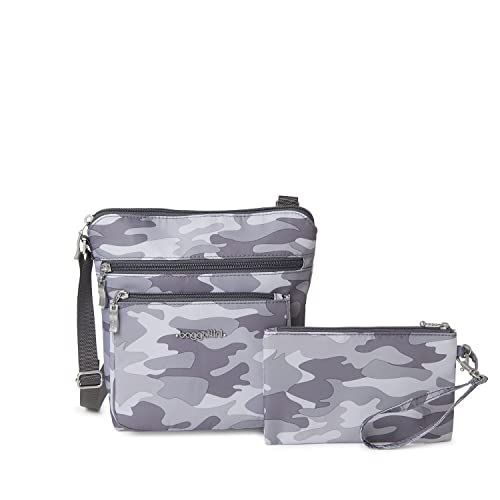 Baggallini Pocket Crossbody Bags for Women 8x8 Small Lightweight Durable Water-resistant Travel Purse W/Rfid - color: Dark Gray Camo
