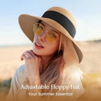 Beach Sun Straw Hats for Women, UPF 50+ UV Sun Protection Wide Brim Summer Straw Hat Foldable Packable Roll up Cap - color: C Khaki
