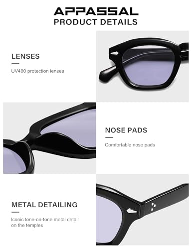 Appassal Small Retro Square Sunglasses for Women Mens Rectangle Sunnies AP3680 - color: Black/Clear Purple