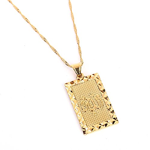 24K New Islamic Allah Pendant Charm Gold Pendant Necklace Religious Muslim Jewelry - style: Gold Plated