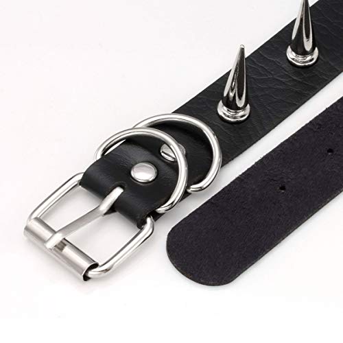 Eigso Vintage Punk Goth Studded Rivet Pu Leather Collar Choker Necklace with Spikes Adjustable - color: H-Black