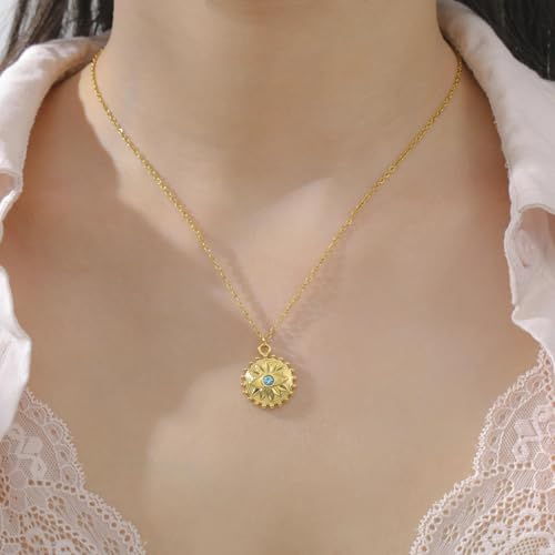 women's necklaces cross necklace，Trendy Evil Eye Pendant Necklace Bohemian Amulet Necklaces with Zircon StainlessSteel Jewelry Birthday Gift