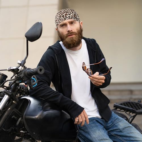 DOCILA 3 Pcs Do Rags for Men Skull Cap Bandana Hat Breathable Helmet Linner Beanie - color: Yellowbrownbeige