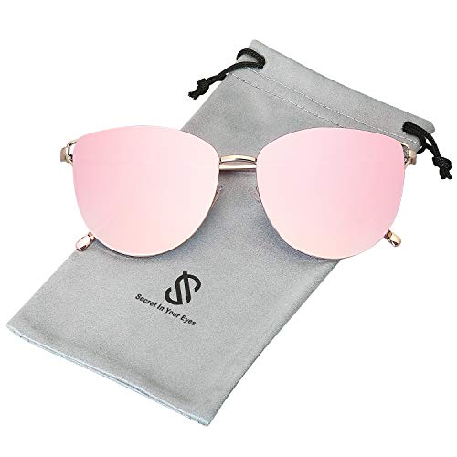 SOJOS Mirrored Flat Lens Fashion Sunglasses for Women SJ1085 - color: Gold/Pink