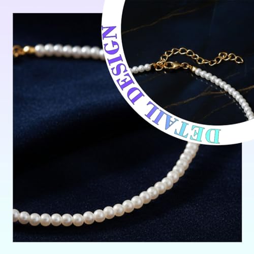 Boho Pearl Choker Necklace White Pearl Necklaces Prom Neck Chains for Women