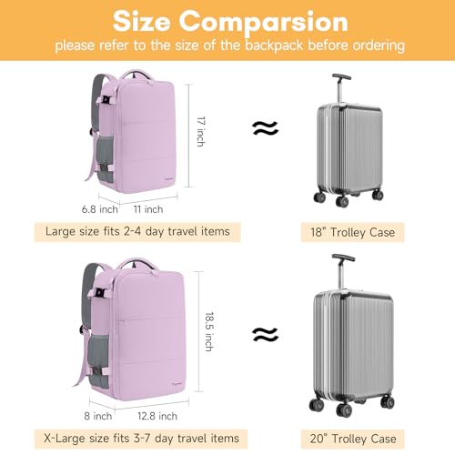 Taygeer Travel Backpack for Men Women, Airline Approved Underseat Personal Item with 17.3 inch Laptop Compartment, TSA Friendly Mochila for Business Hiking Weekend, Carry On Backpack, Orchid Purple - color: Orchidpurple, size: X-Large
