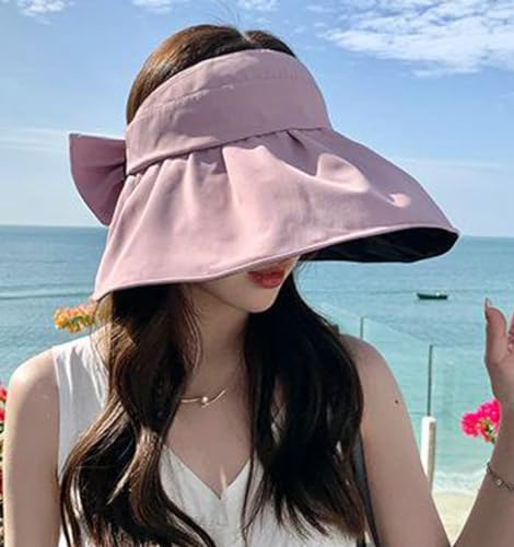 Sun Visor Hats for Women Wide Brim UPF 50+ Bucket Hats Summer Visor Caps Beach Hat Packable UV Protection Fishing Hiking Hat - color: Purple