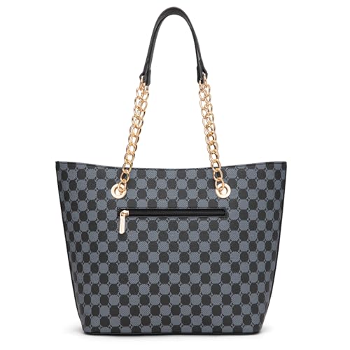 Montana West Tote Bag for Women Chain Top-handle Handbags - color: Grey/Black