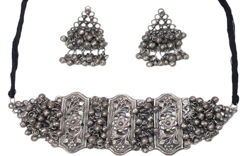 Fashion Indian Ethnic Afghani Oxidized Silver Indian Tribal Bohemian Gypsy Choker Necklace Jewelry Women