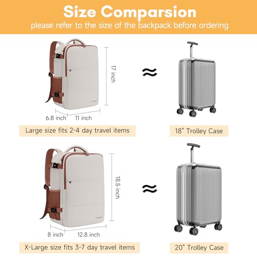 Taygeer Backpack for Women, College Backpack with Laptop Compartment & Shoe Pouch, 35l Travel Laptop Mochila Carry On Luggage, Airline Approved Personal Item Bag For Weekender Gym Hiking, Khaki White - color: Khakiwhite, size: Large