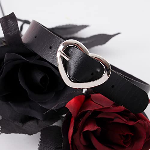 Eigso Vintage Punk Goth Studded Rivet Pu Leather Collar Choker Necklace with Spikes Adjustable - color: L-Black