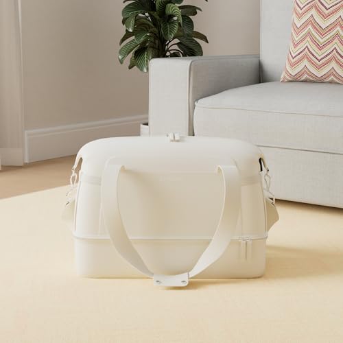 ETRONIK Gym Bag for Women, 45L Carry On Travel Duffel Bag with Shoes Compartment, Weekender Overnight Bag with Wet Pocket for Women, Travel, Gym, Weekend, Large Size - color: Beige, size: Large